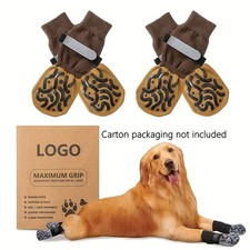 4-Pack Non-Slip Dog Socks with